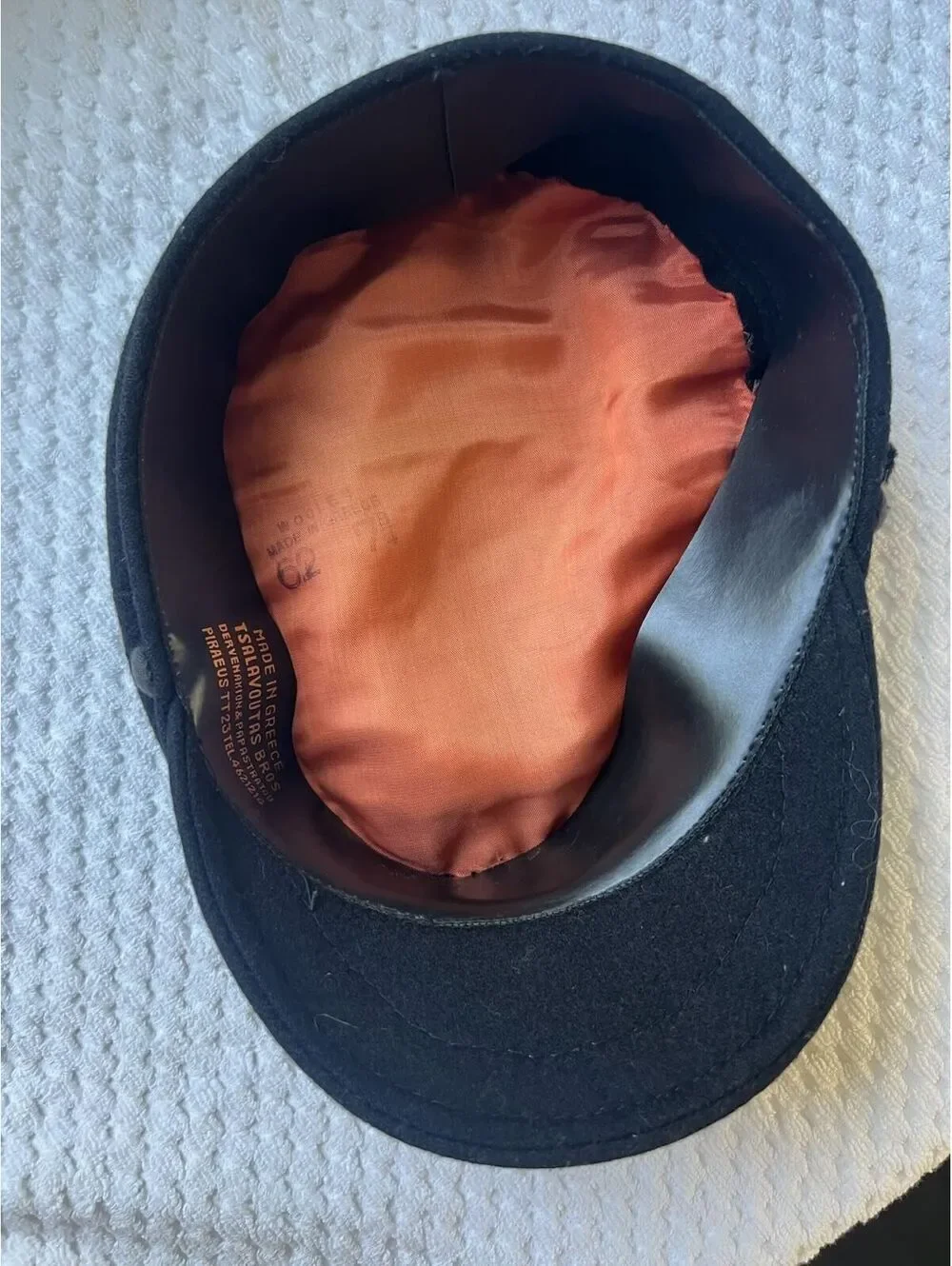 Vintage Greek Wool Fisherman Newsboy Cap Black